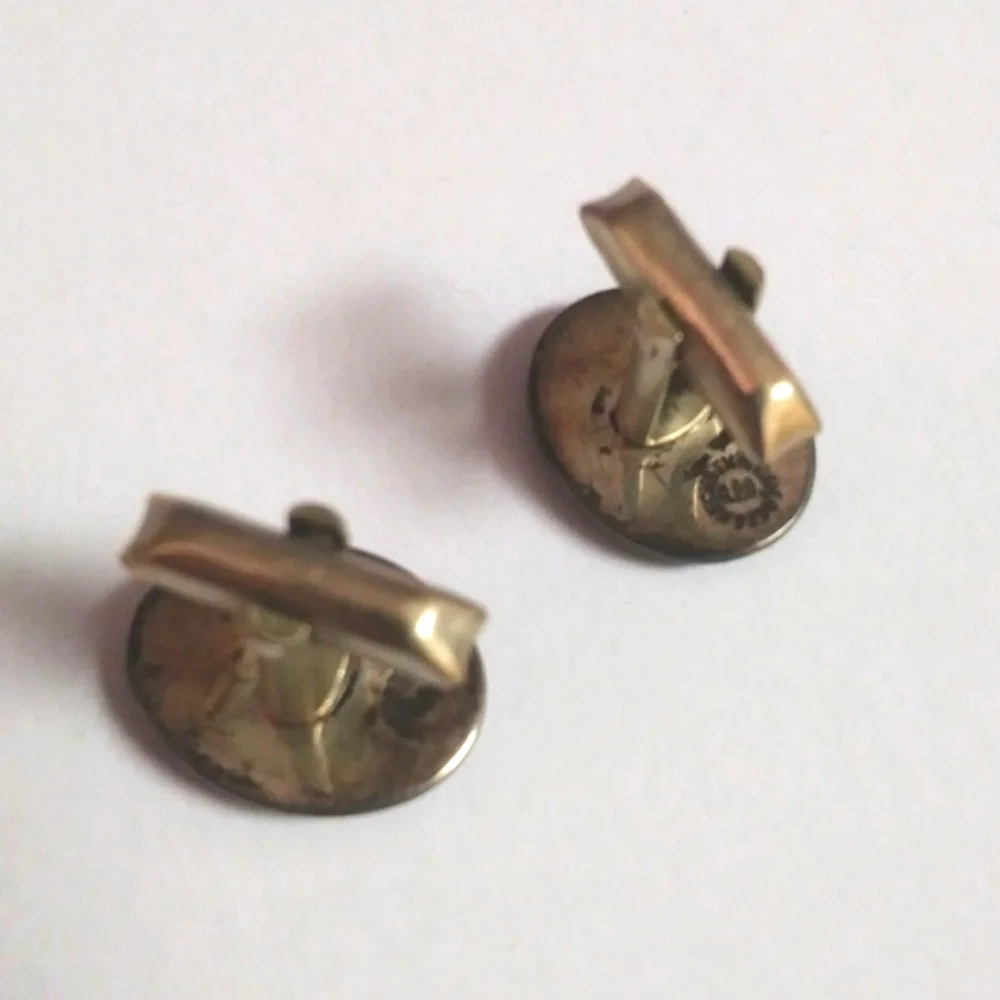 Vintage Sterling Silver Mens MEXICAN cufflinks abalone 1940s 1950s